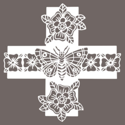 Moth Cross in White Design