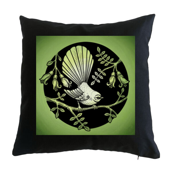 Fantail Kowhai Green Cushion Thumbnail